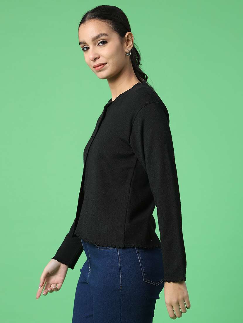 women solid long sleeve cardigan - 21979403 -  Standard Image - 1