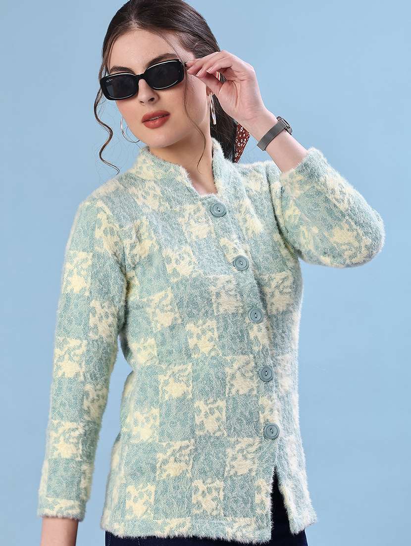 women self design long sleeve cardigan