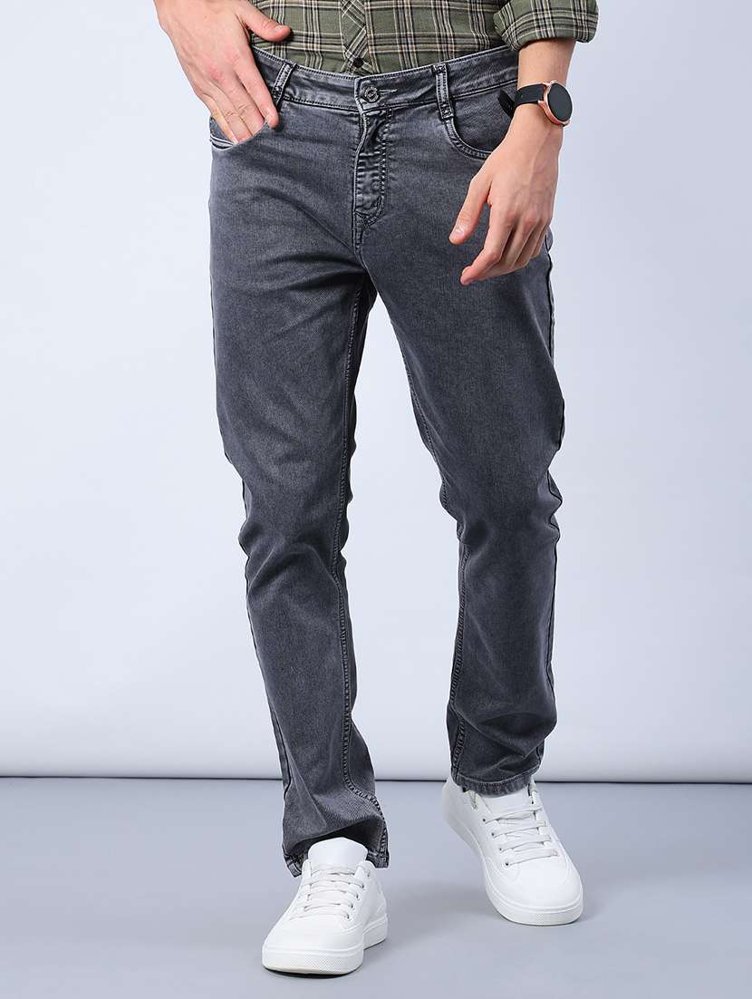 men plain mid rise full length tapered jeans - 21979469 -  Standard Image - 1