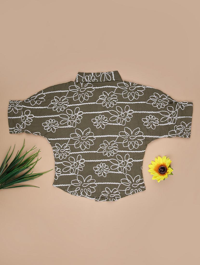 girls embroidered short sleeve collared top - 21979555 - Standard Image - 1