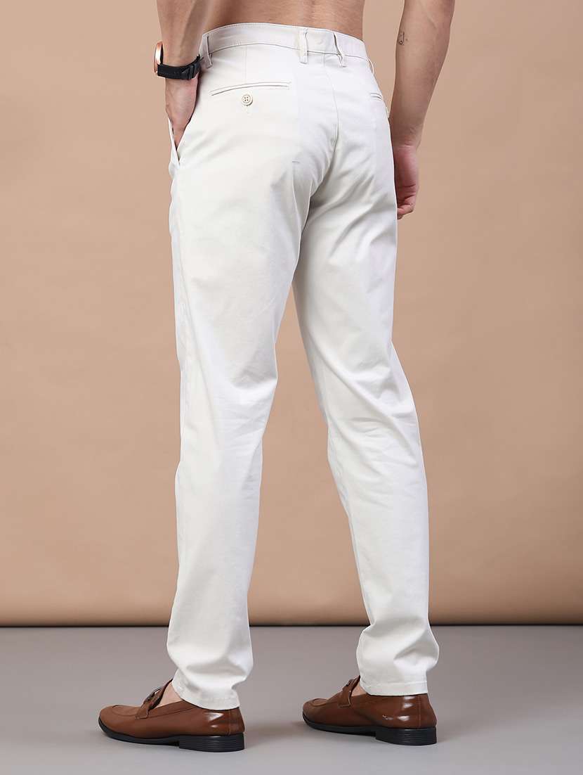 men solid mid rise flat front casual trouser - 21979583 -  Standard Image - 4