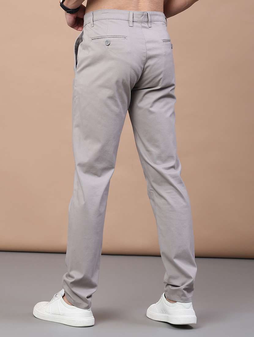 men solid mid rise flat front casual trouser - 21979584 -  Standard Image - 4