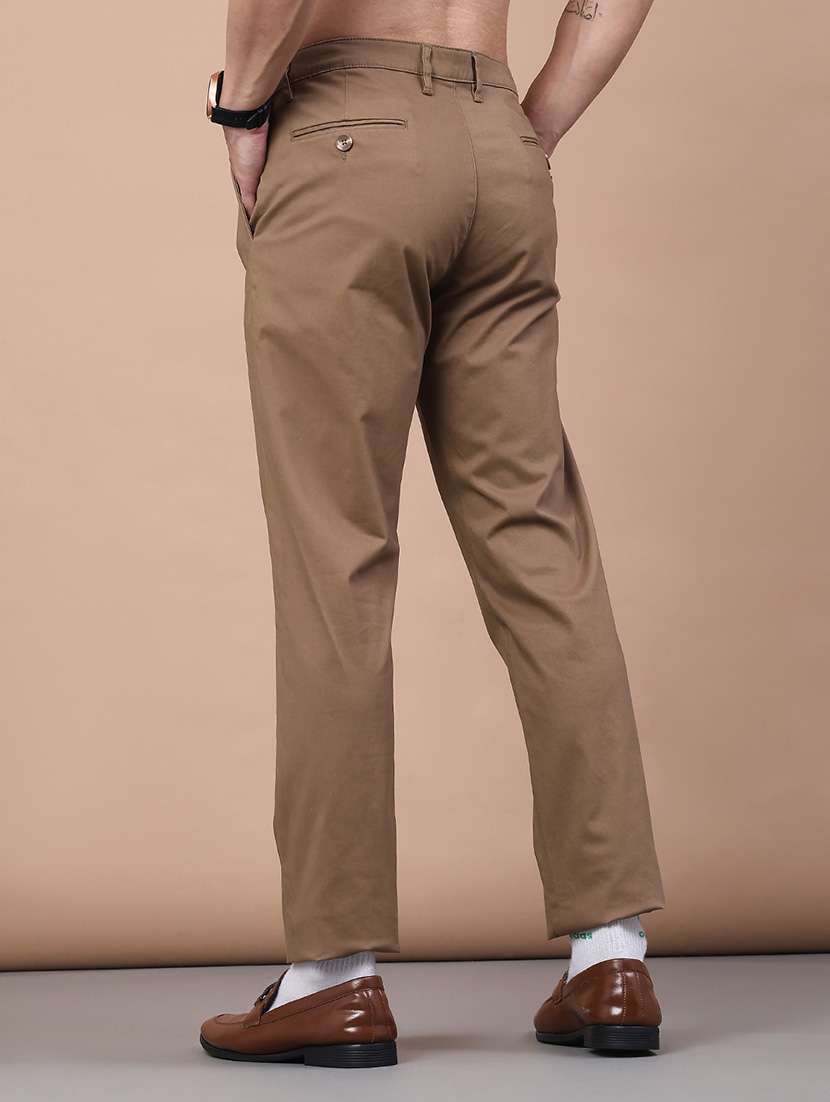 men solid mid rise flat front casual trouser - 21979586 -  Standard Image - 4