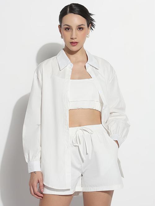 women solid shirt and short with tank top set - 21979729 - Standard Image - 0