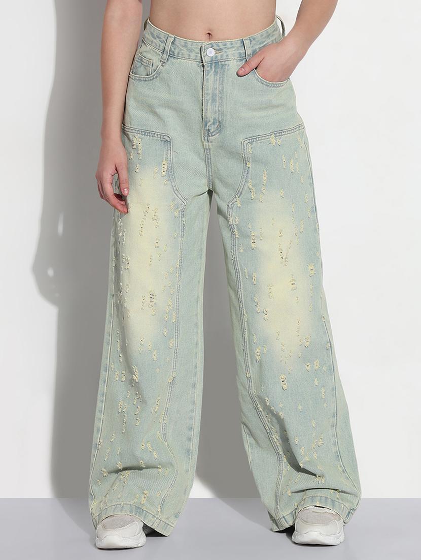 women distressed high rise baggy jeans - 21979730 - Zoom Image - 0