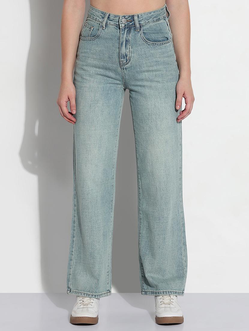 women solid high rise straight fit jean - 21979732 - Standard Image - 1