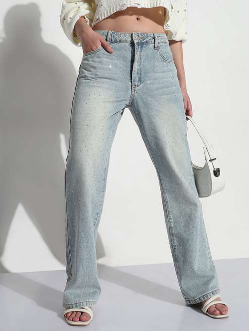women solid high rise straight fit jean - 21979733 -  Standard Image - 0