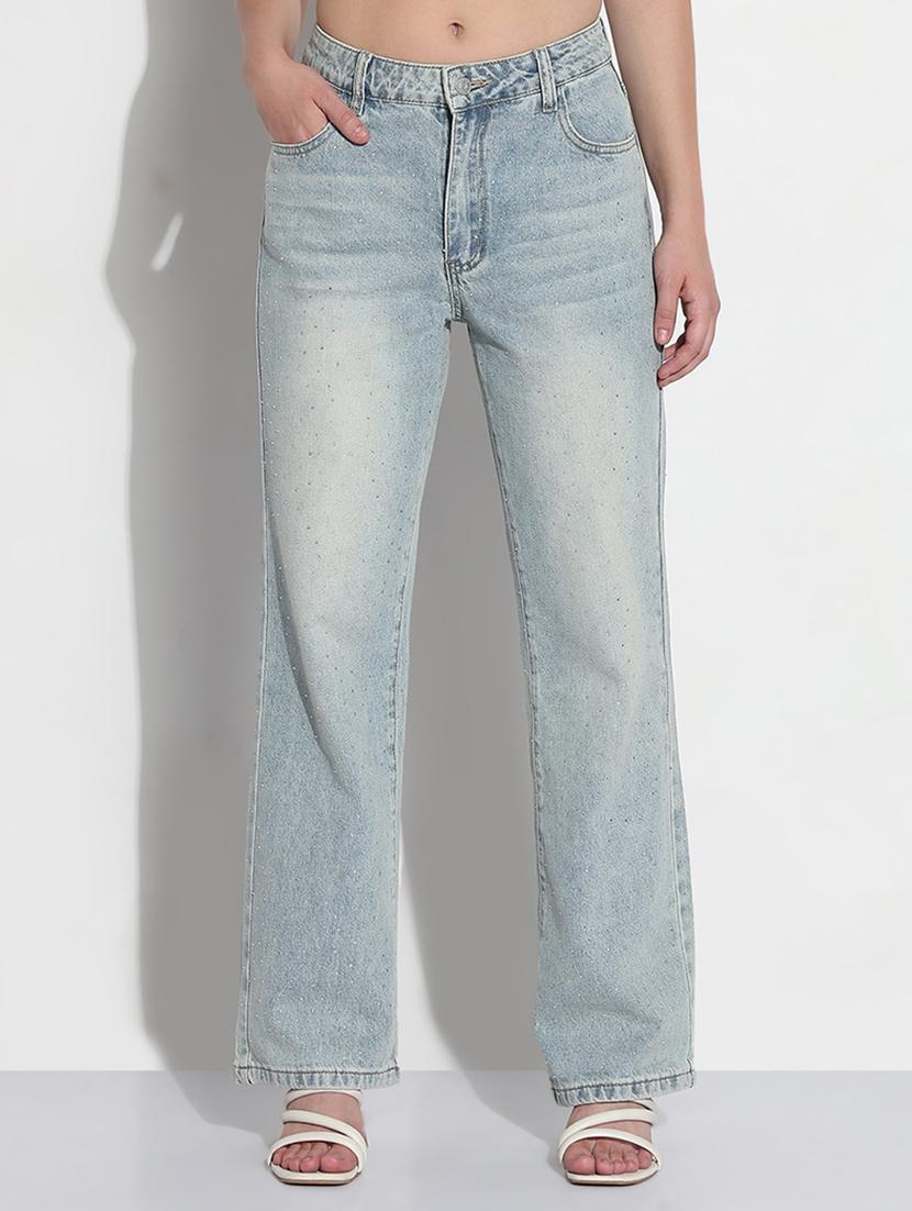 women solid high rise straight fit jean - 21979733 -  Standard Image - 1