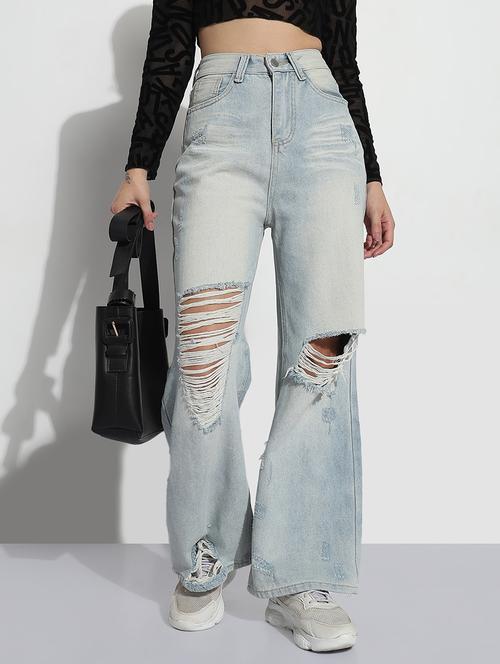 women distressed high rise baggy jean - 21979734 -  Standard Image - 0