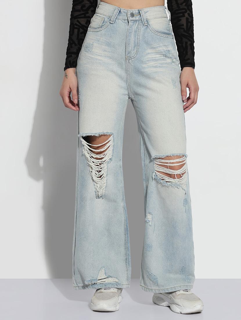 women distressed high rise baggy jean - 21979734 -  Standard Image - 1