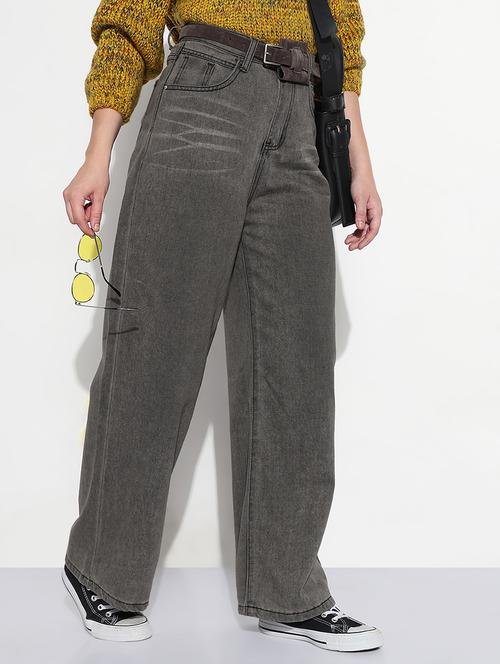 women solid high rise wide leg jeans - 21979737 -  Standard Image - 0