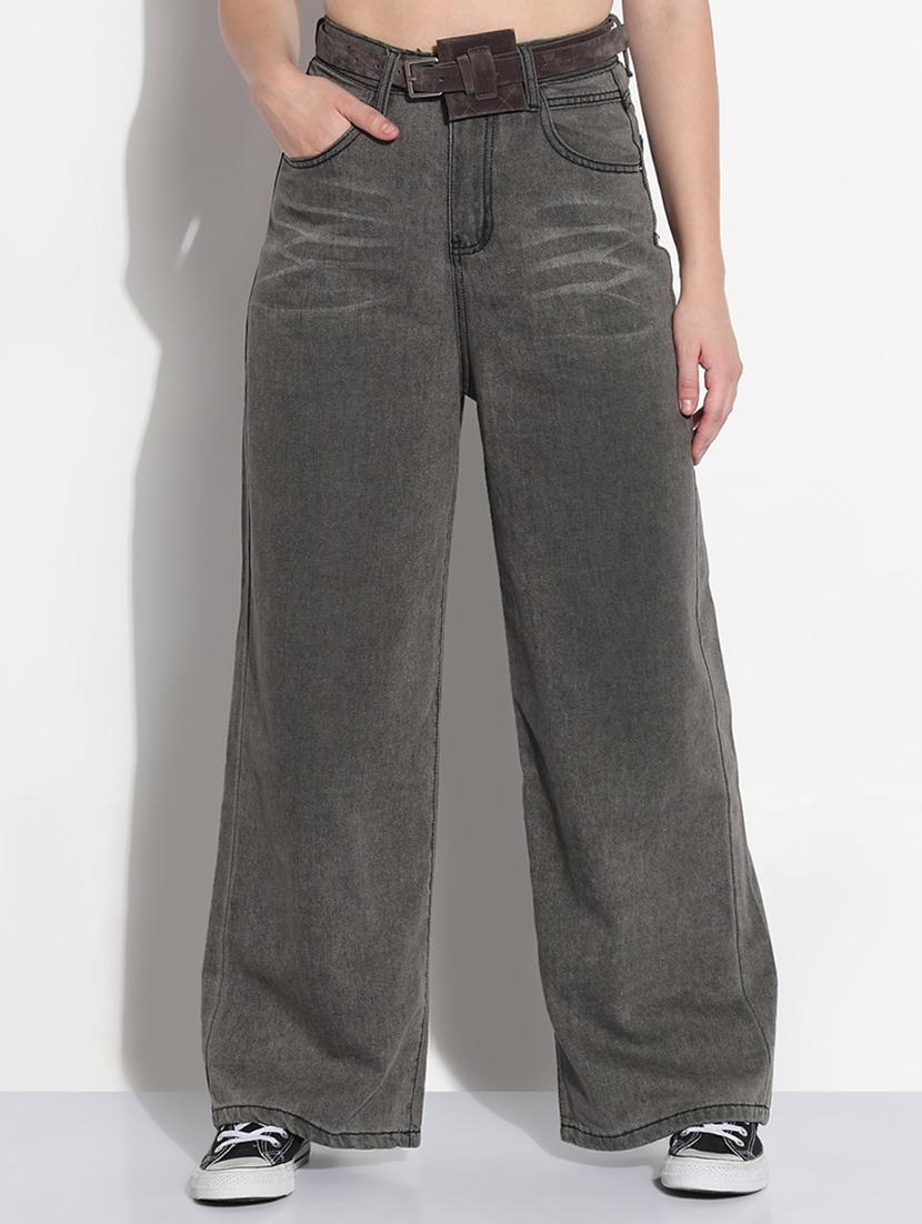women solid high rise wide leg jeans - 21979737 -  Standard Image - 1