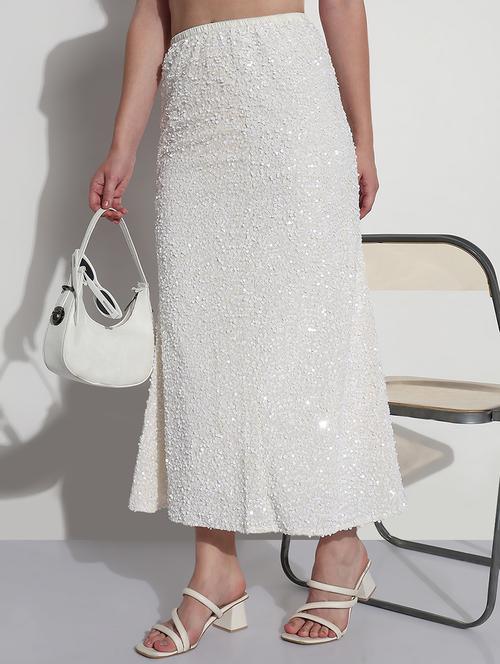 women white sequined high rise a-line skirt - 21979745 -  Standard Image - 0