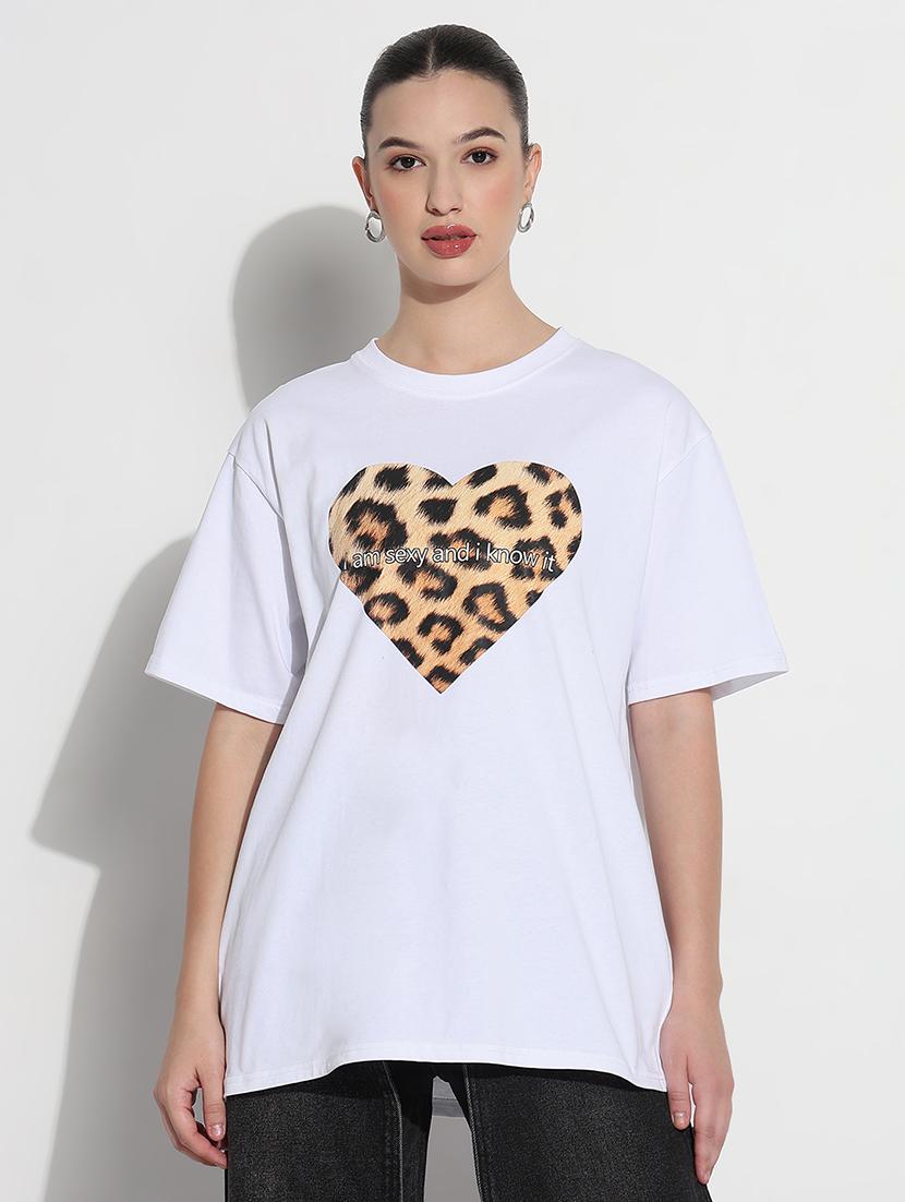 women printed short sleeve oversized t-shirt - 21979754 - Standard Image - 1