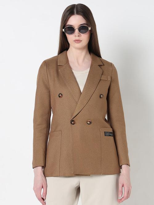 women solid long sleeve double breasted blazer - 21979764 - Standard Image - 0