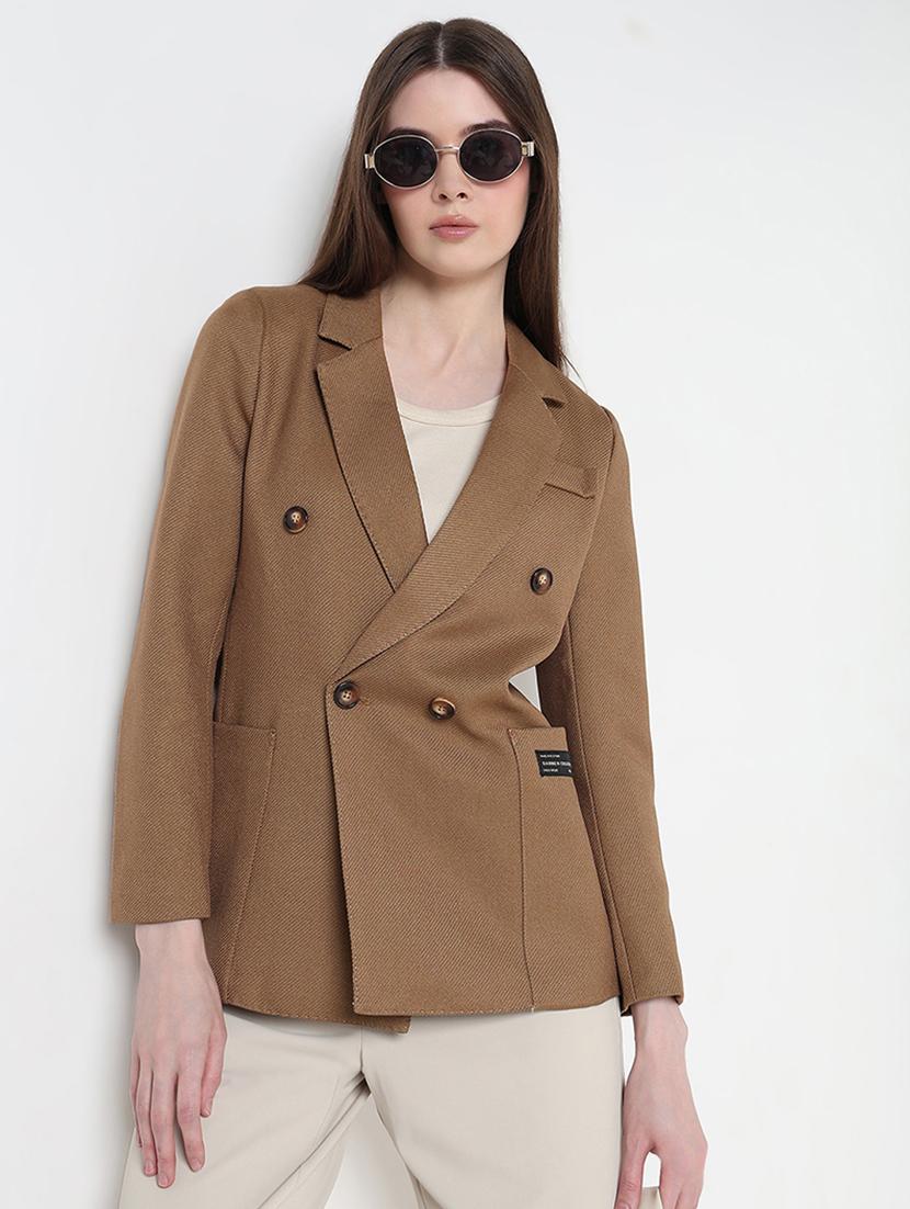 women solid long sleeve double breasted blazer - 21979764 - Standard Image - 1