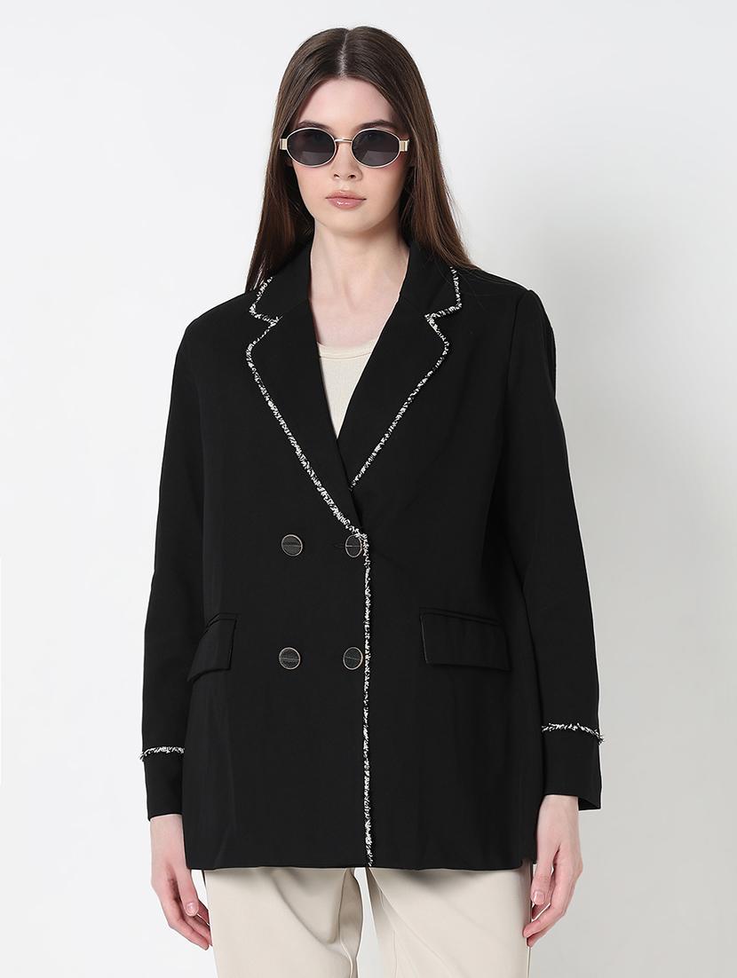 women solid long sleeve double breasted blazer - 21979768 - Standard Image - 1