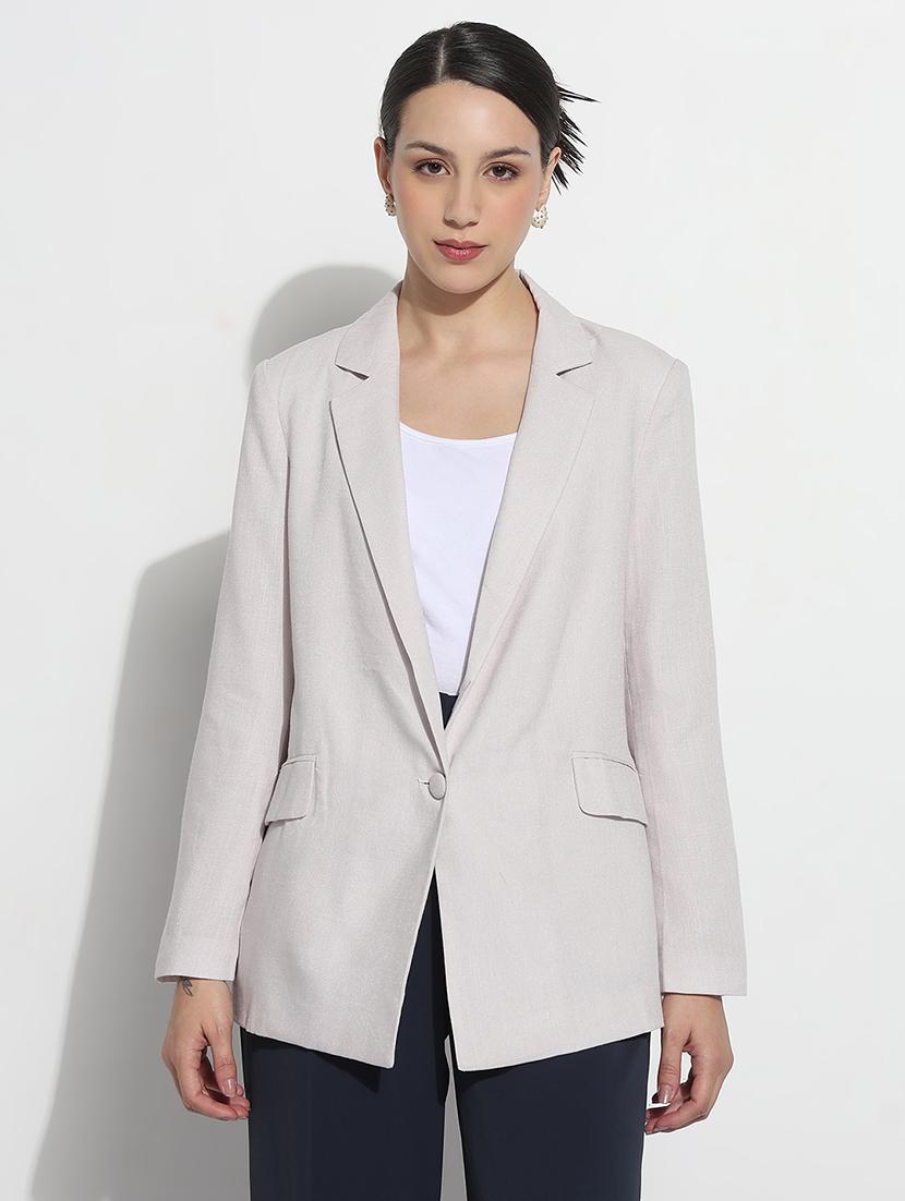 women solid long sleeve single breasted blazer - 21979774 - Standard Image - 1