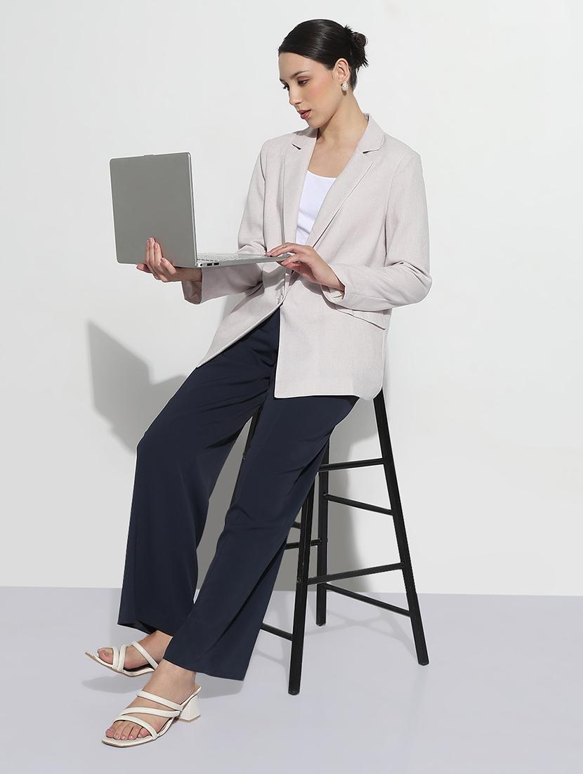 women solid long sleeve single breasted blazer - 21979774 - Standard Image - 4