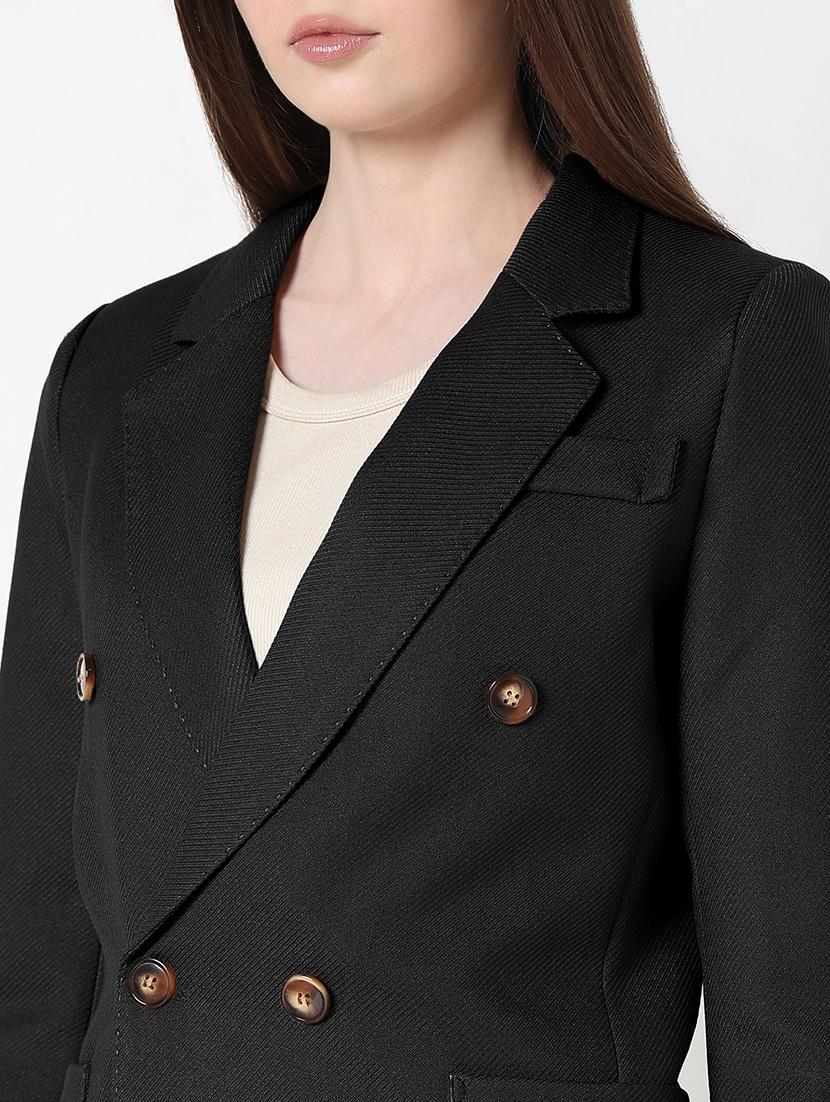 women solid long sleeve double breasted blazer - 21979776 - Standard Image - 4