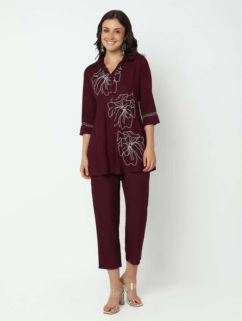 women floral three quarter sleeve ethnic co-ord set - 21979779 -  Standard Image - 1