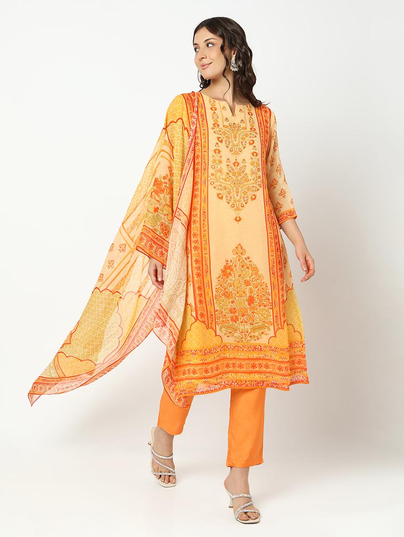 women three quarter sleeve kurta pant with dupatta set - 21979797 -  Standard Image - 1