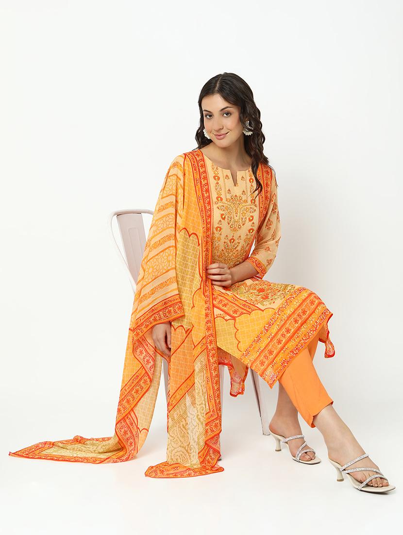 women three quarter sleeve kurta pant with dupatta set - 21979797 - Standard Image - 4