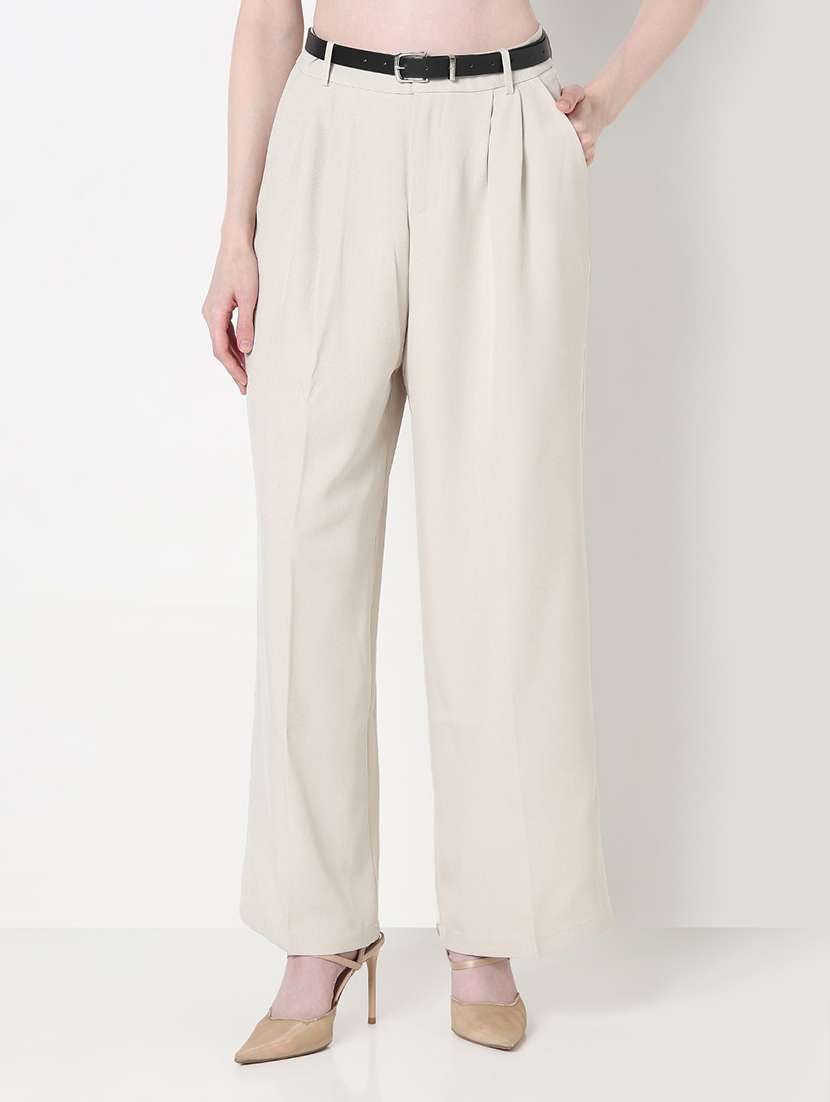 women solid high rise pleated korean pants  - 21979802 -  Standard Image - 4