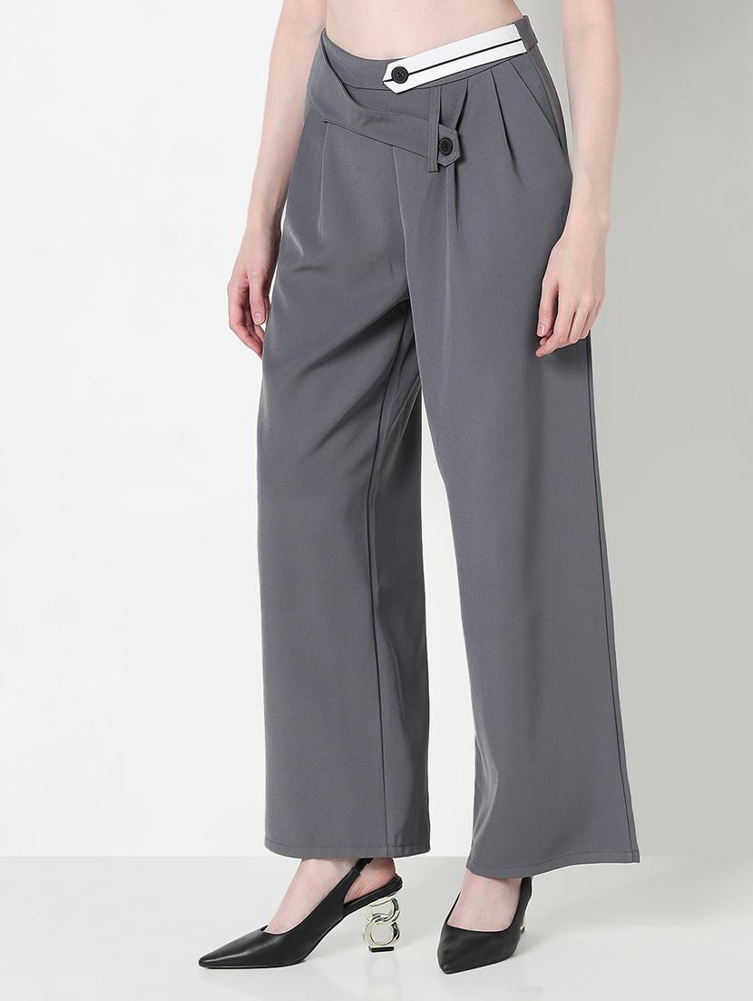 women solid high rise pleated korean pants  - 21979805 -  Standard Image - 1