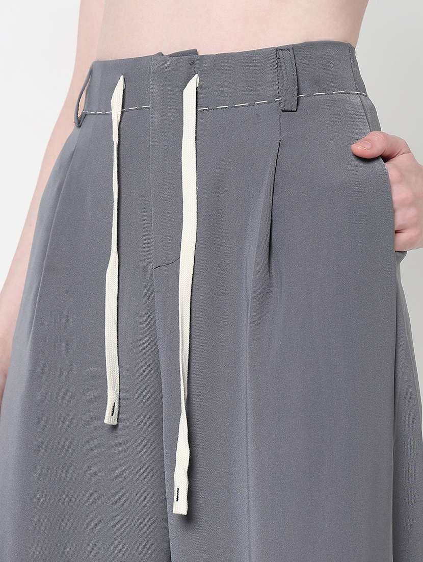 women solid high rise pleated wide leg trouser  - 21979808 -  Standard Image - 4