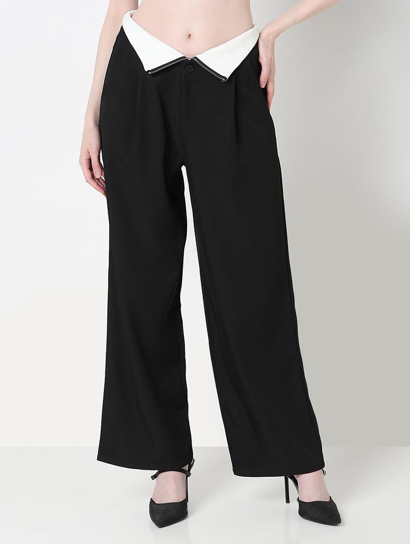 women solid high rise pleated korean pants  - 21979810 -  Standard Image - 1