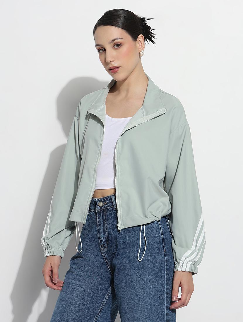 women tapered long sleeve crop windcheater jacket - 21979838 - Standard Image - 1