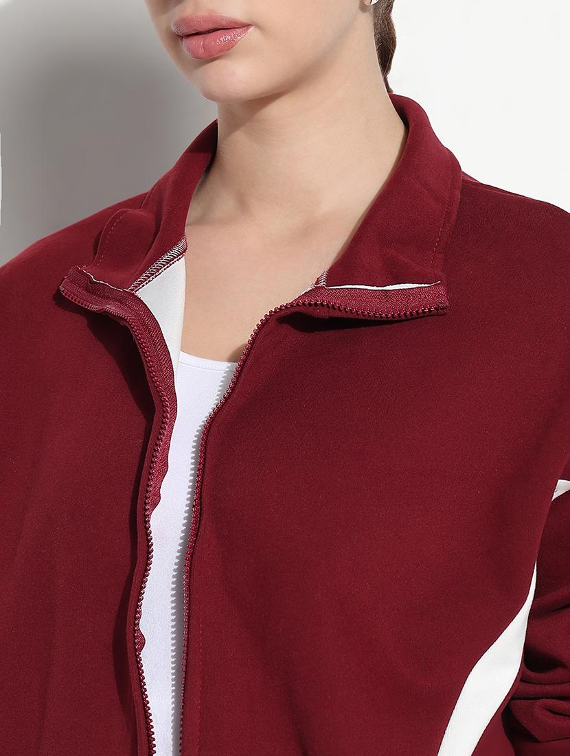 women maroon tapered long sleeve crop jacket - 21979850 - Standard Image - 4