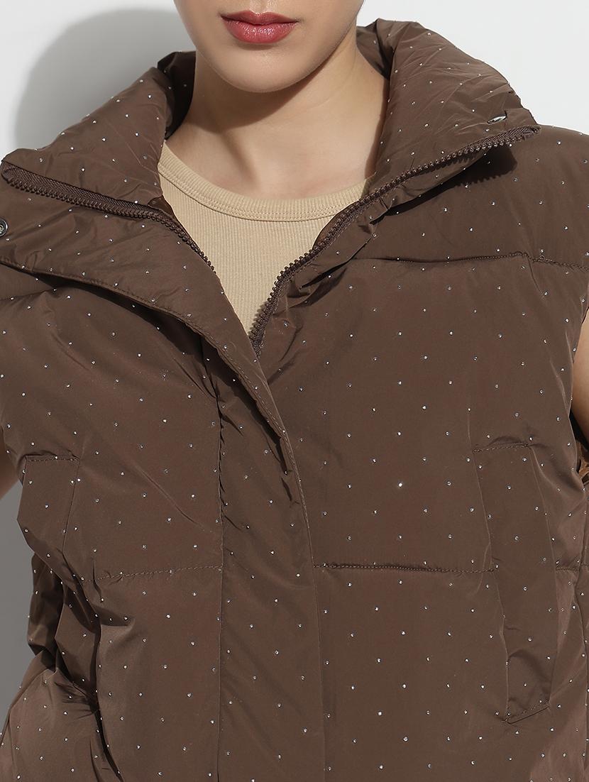 women embellished sleeveless crop puffer jacket - 21979858 - Standard Image - 4