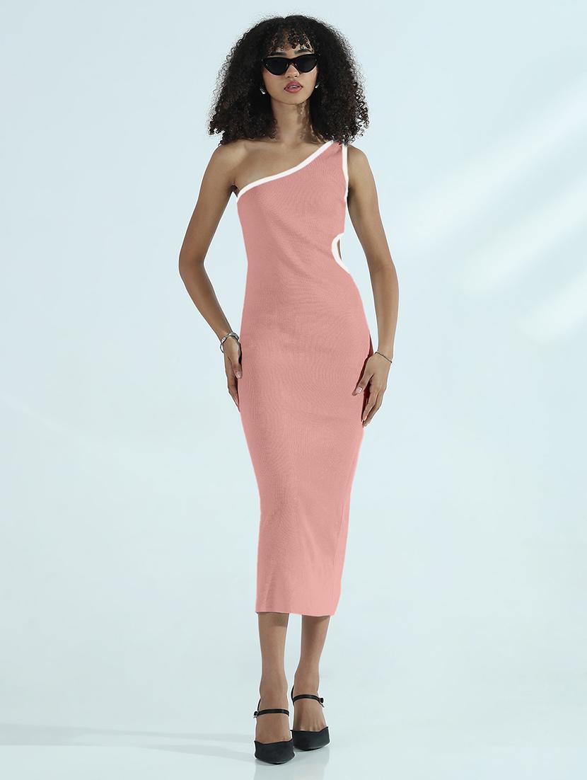women solid single shoulder cut out bodycon dress - 21979867 -  Standard Image - 1