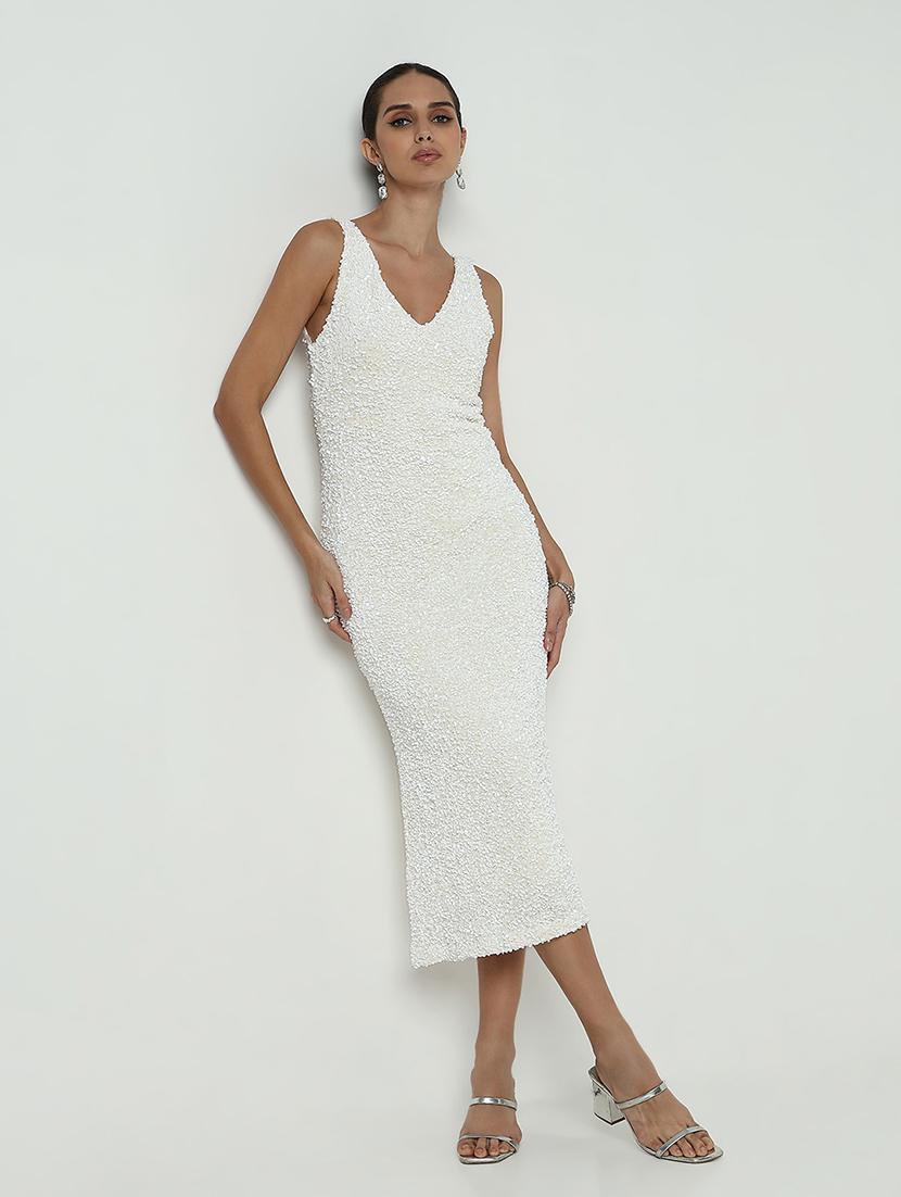 women white sequined sleeveless bodycon dress - 21979870 -  Standard Image - 1