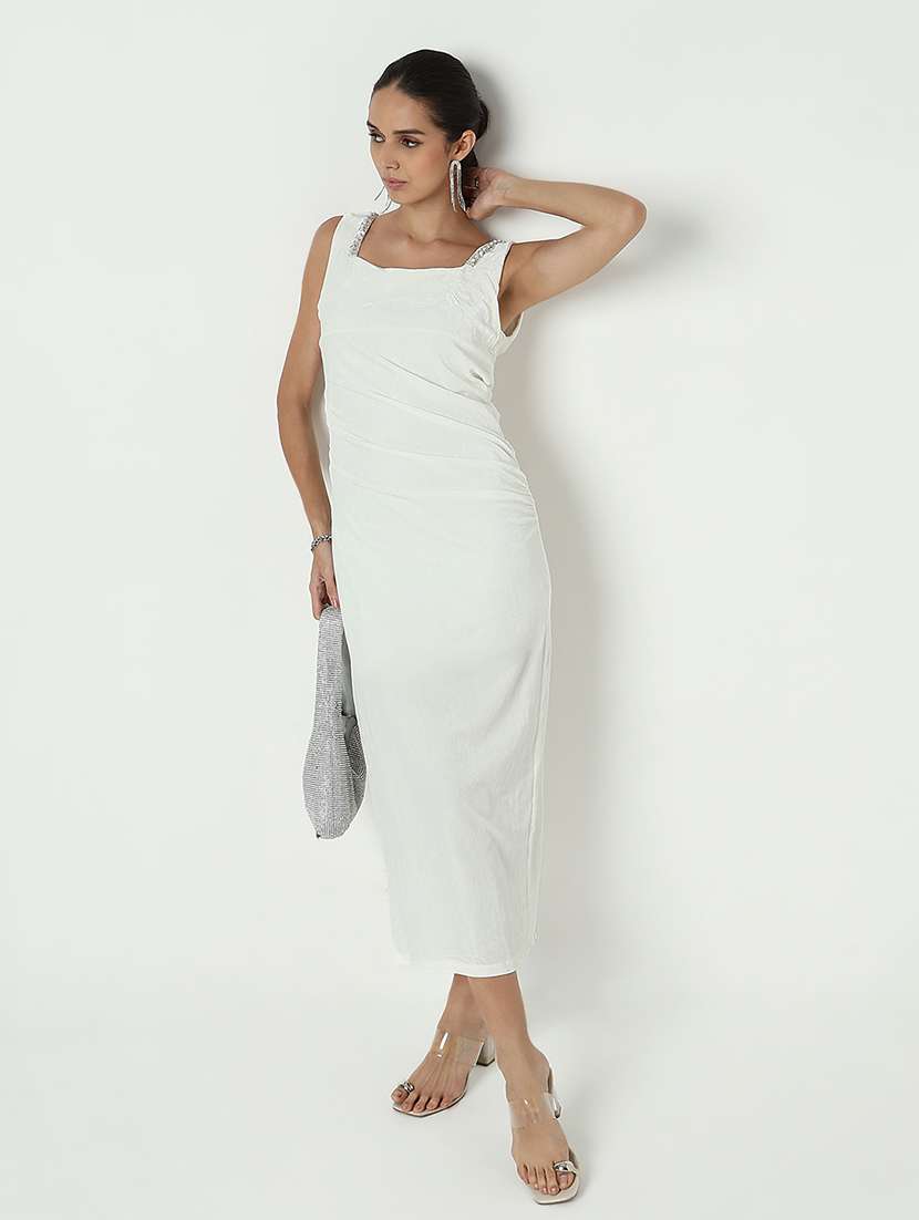 women embellished sleeveless bodycon dress