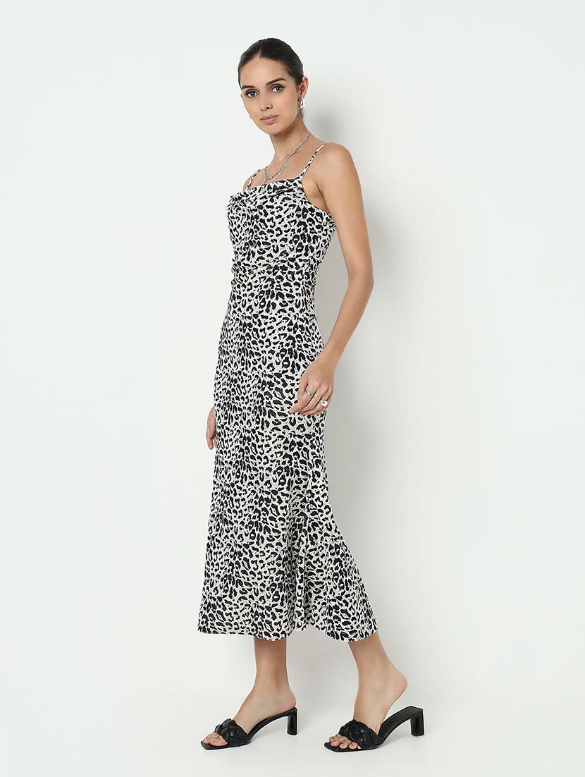 women animal print shoulder strap a-line dress - 21979880 -  Standard Image - 1