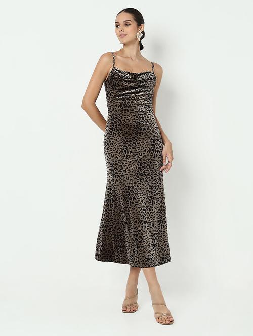 women animal print shoulder strap a-line dress - 21979881 - Standard Image - 0