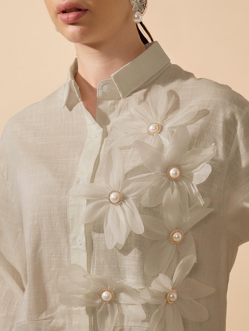 women self designed collared long sleeve shirt - 21979904 - Standard Image - 4