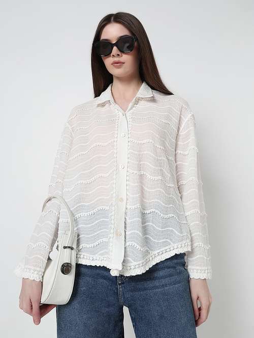 women self designed collared high low shirt - 21979905 -  Standard Image - 0
