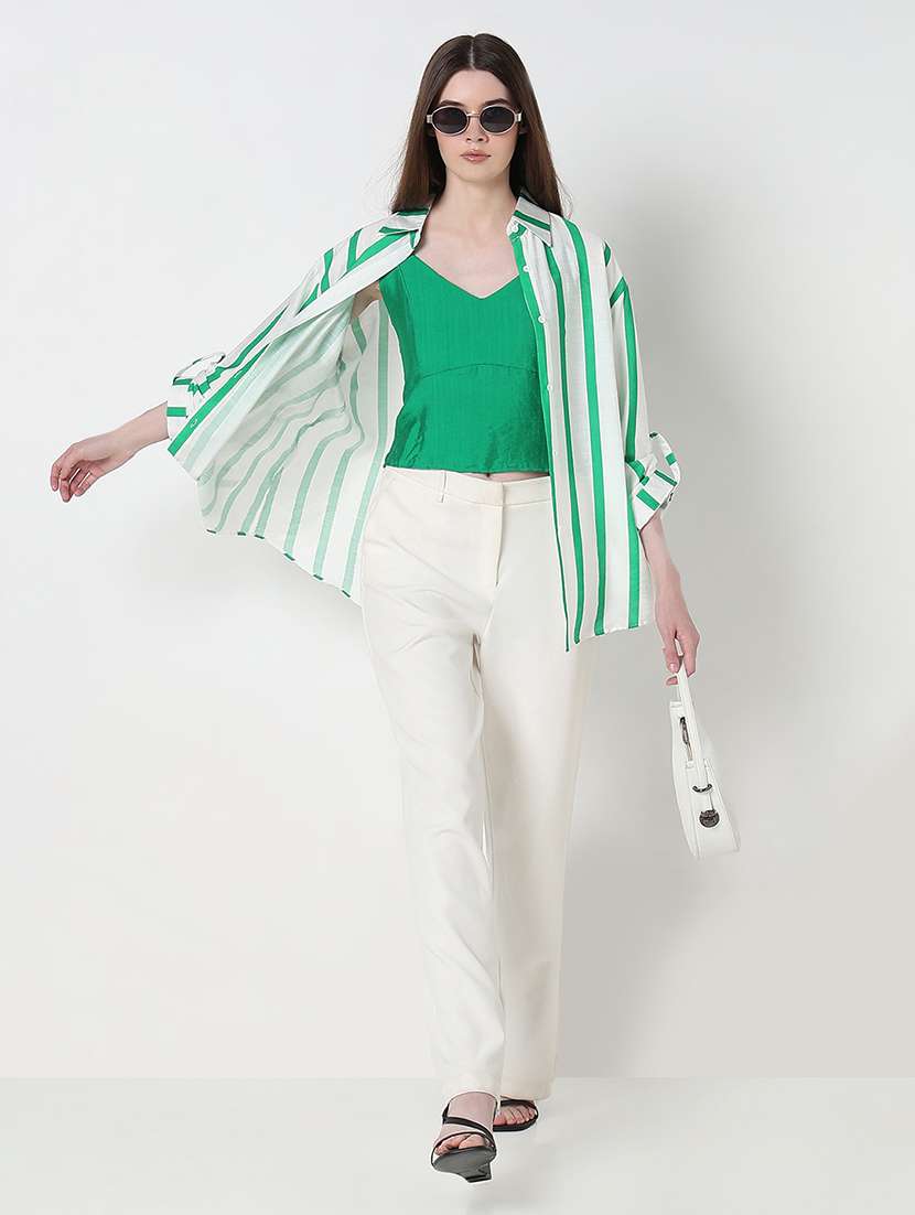 women striped long sleeve collared relaxed fit shirt - 21979907 -  Standard Image - 6