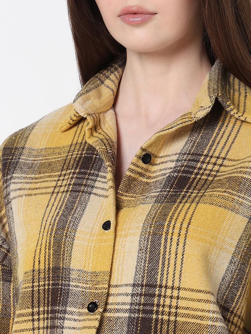 women checkered long sleeve collared shirt - 21979910 - Standard Image - 4