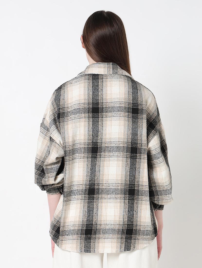 women checkered long sleeve collared shirt - 21979911 - Standard Image - 4