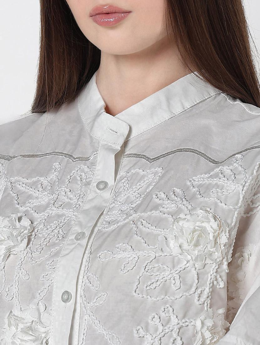 women embroidered puff sleeve relaxed fit shirt - 21979912 - Standard Image - 4