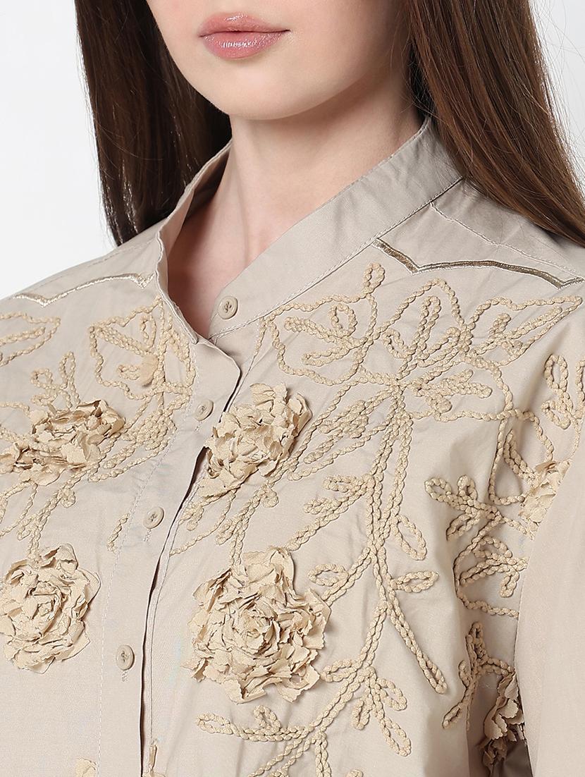 women embroidered puff sleeve regular fit shirt - 21979913 - Standard Image - 4
