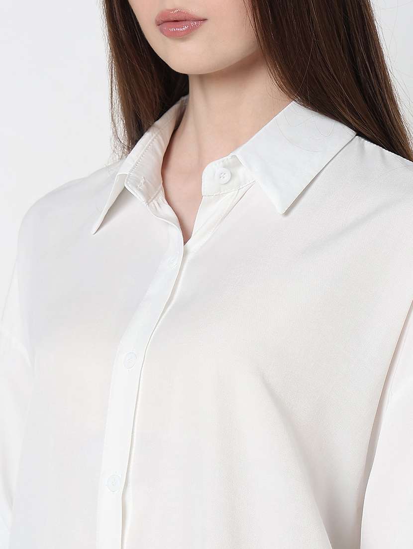 women solid long sleeve relaxed fit shirt - 21979919 -  Standard Image - 4