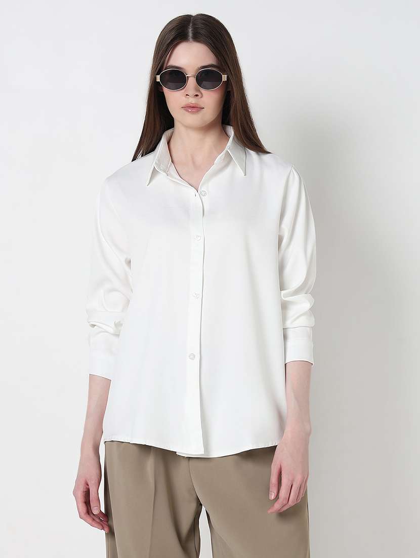 women solid long sleeve relaxed fit shirt - 21979924 -  Standard Image - 1