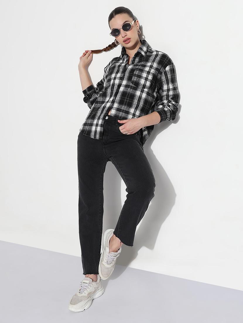 women checkered long sleeve collared shirt - 21979931 - Standard Image - 4