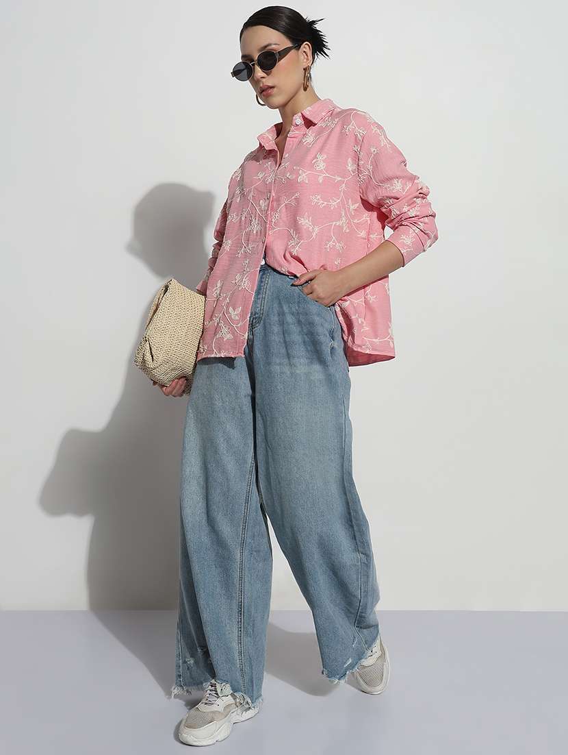 women embroidered long sleeve relaxed fit shirt - 21979946 -  Standard Image - 4